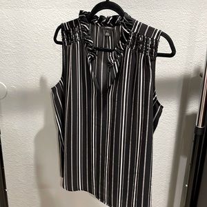Black and white vertical stripped sleeveless top